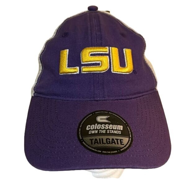 NCAA Distressed LSU  Tigers Trucker Purple SnapBack Hat Cap Colosseum New - Picture 2 of 7